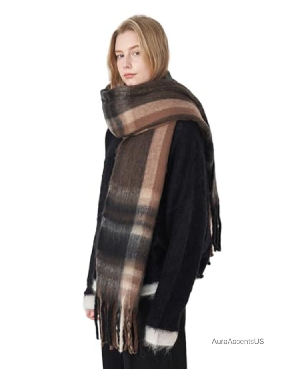 Oversized Winter Scarf for Women, Warm Thick Chunky Blanket Scarf, Soft Cozy